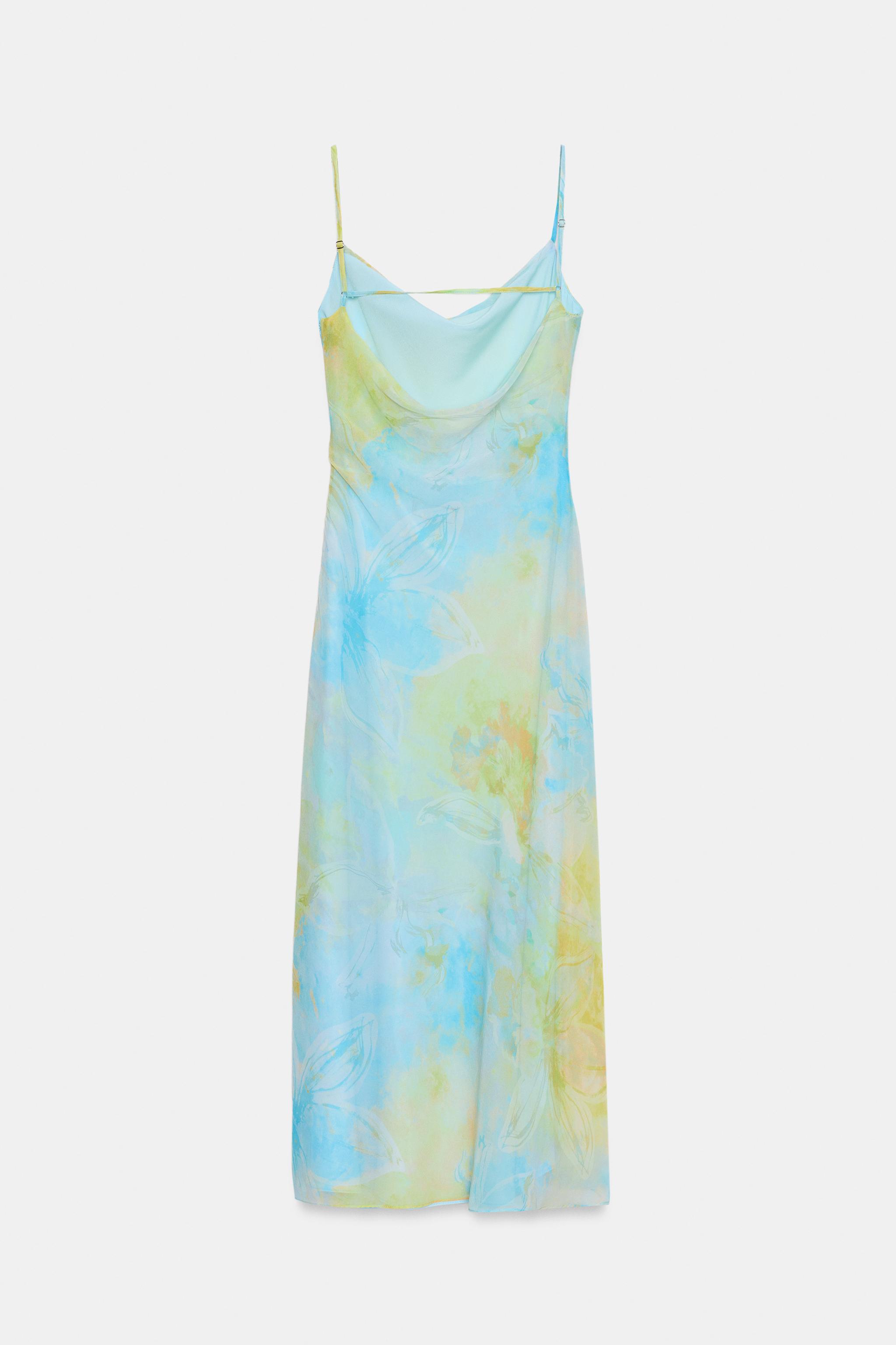 PRINTED DRAPED MIDI DRESS